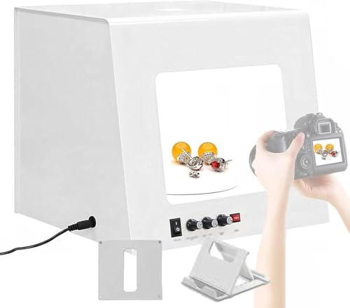 Portable Jewelry Photography Light Box Kit - 4 High-Color Rendering LEDs, Phone Holder, Ideal for Professional Jewelry Photos & Videos - Compact Photo Studio TB300