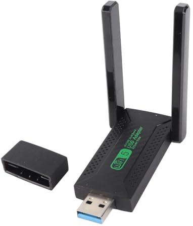 Fyearfly Adaptador WiFi USB, antenas duales, banda dual 5G/2.4G, 1300Mbps, USB 3.0, mejora la conectividad del portátil, solución de red inalámbrica estable