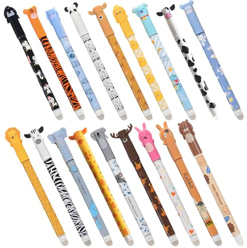 VEGCOO 18 Stück Set Radierbare Gelstifte mit Thermoempfindlicher Radiertinte, Radierbarer Kugelschreiber,Wischfester Kugelschreiber (Schwarze Tinte),Für Schulen,Büros Und Privathaushalte