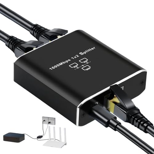 Switch Ethernet 2 Ports 1000 Mbps, Rj45 Répartiteur Ethernet Adapté pour Xbox PlayStation Switch TV Pc, Splitter LAN 1 vers 2, Con Cable de Alimentación USB, Red Simultánea Para 2 Dispositivos