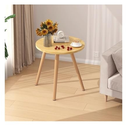 GEK208130 Moderno Tavolino laterale in legno for salotto, reception, balcone, tavolo da pranzo rotondo casual Decorativo(Natural,M)