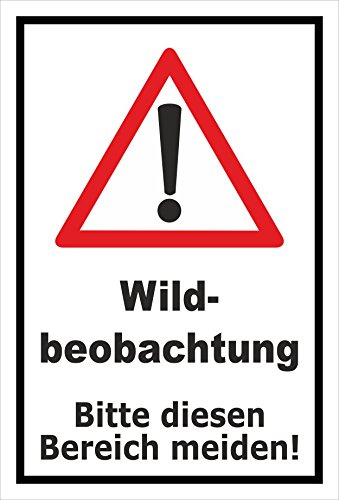Melis-Folienwerkstatt Schild Wildbeobachtung - Diesen Bereich meiden – 30x20 cm – 3mm Aluverbund – mehrere Größen/Materialien