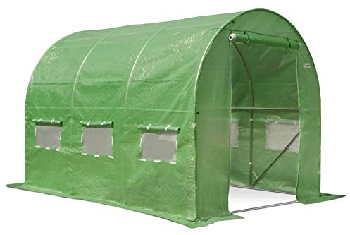 Garden Point Foliengewächshaus 3M(L) x 2M(W) x 2M(H) Grün Gewächshaus mit Verzinkt Stahlrahmen 25mm Durchmesser Tomatenhaus