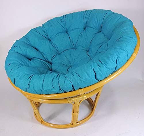 Rattan Papasansessel,Papasan Durchmesser 110 cm, Fb. Honig, Polster Uni Living 454 türkis