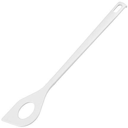 FACKELMANN 24279 Kochlöffel mit Loch 30cm BLANCA hängbar, Kunsststoff, weiß