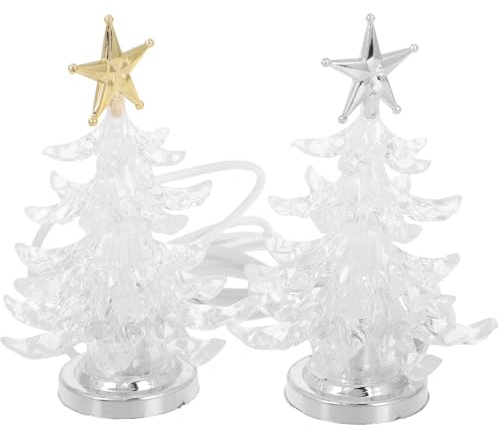 SOLUSTRE Usb Weihnachtsbaum Nachtlicht 2 Stück Mini Led Tischlampe Mit 7-Farbigem Rgb-Blinklicht Dekorative Nachttischlampe Für Wohnzimmer Schlafzimmer Party Und Festliche Weihnachtsdekoration