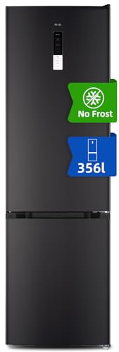 CHiQ Frigorifero combinato,356L No Frost(frigorifero 260L,congelatore inferiore 96L),scomparto frutta e verdura,cassetti profondi,modalità vacanza, allarme porta,acciaio inox scuro,Class D,FBM351NEI42