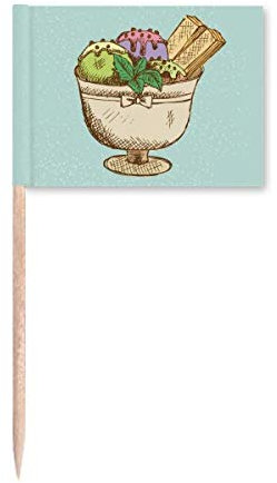 Hojas de galleta taza de helado bola de palillo de dientes banderas marcador para decoración de fiesta