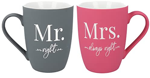 Set di tazze MR & MRS · Superficie in silicone SOFT TOUCH · Tazze da caffè con incisione su entrambi i lati · Regalo di matrimonio · Regalo di fidanzamento · San Valentino · Regalo per la coppia
