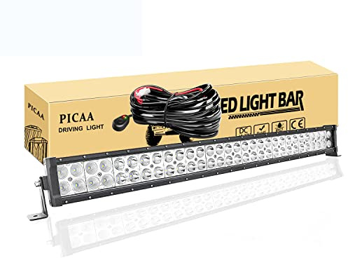 PICAA Led Arbeitsscheinwerfer, 32 Zoll 79CM 180W Led Lichtbalken 12V 24V | Mit Kabelbaum 12V,Zweireihig,Lichtleiste, Zusatzscheinwerfer Light Bar, für SUV Offroad ATV UTV Traktor 4x4 Auto,6000K