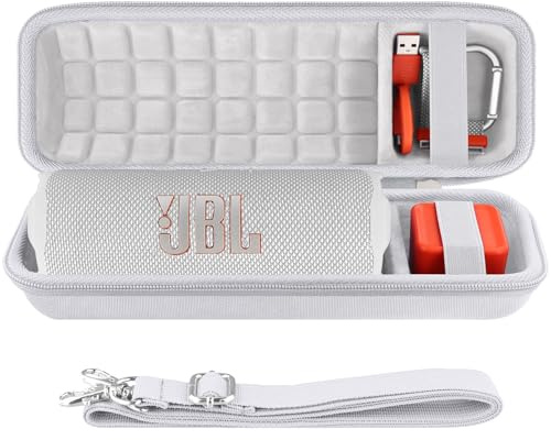 co2CREA Hårt resefodral, ersättning för JBL Flip 6, Flip 5, vattentät bärbar Bluetooth-högtalare (vitt fodral)