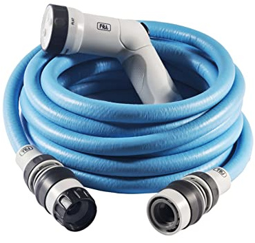 FITT IKON 20 m - Tuyau d'arrosage extensible, compact, léger et prêt à l'emploi, avec pistolet multi-jet, Bleu