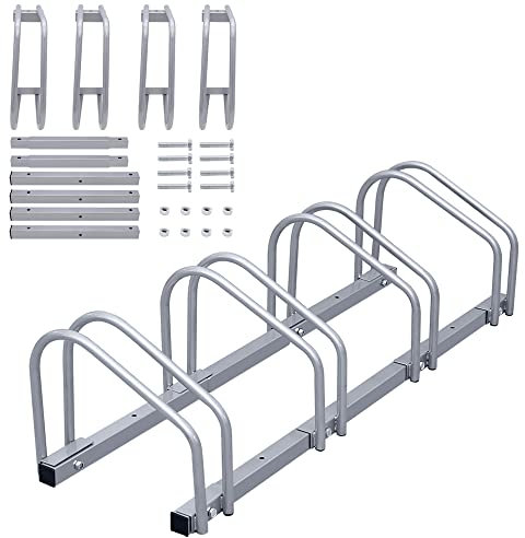 Randaco Rastrelliera per Biciclette per 4 biciclette, supporto da pavimento per sospensione bicicletta, supporto per bicicletta in metallo, supporto da pavimento per esterni per mountain bike