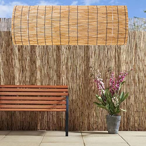 KDDFN Schilfzaun-Sichtschutz,Balkon Schilfzaun,Terrassensiebung,Dekorative Zaunrollen,Sonnengeschützt/Handgewebt,für Terrasse,Outdoor,Hinterhof (60x600cm/2x20ft)