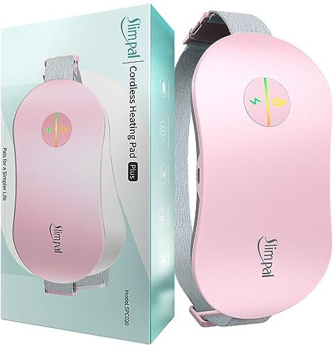 Slimpal Perioden Wärmegürtel, Heizkissen Kabellos, Elektrischer Menstruations Wärmegürtel, Konstantes Arbeiten, Geschenke für Frauen, Mädchen, Rosa