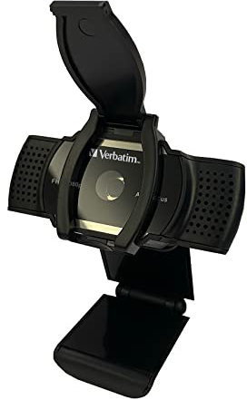 Verbatim Cámara Web con micrófono, cámara Externa para Ordenador o portátil con Enfoque automático Full HD 1080p, para Llamadas de vídeo en la Oficina en casa o como cámara de Streaming