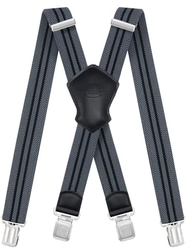 Dresime Hosenträger für Herren mit 4 starken Clips 4cm breit, X Form elastisch einstellbar Länge für Männer und Damen Overalls Jeans, Arbeitshosen, Jumpsuits, Motorradhosen, etc.