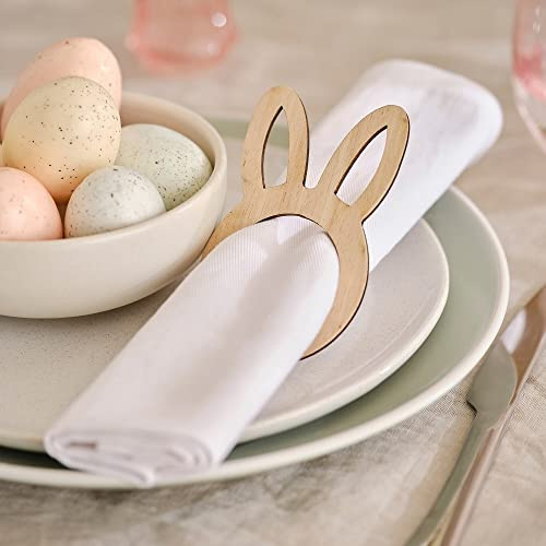Miss Lovely Serviettenringe Ostern aus Holz Osterhase Tisch-Deko Ostern Gedeckter Tisch Frühling Serviettenhalter Serviettenschnallen Zubehör Stoff-Servietten & Papier-Servietten - 6 Stück