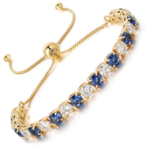 LOVANS Clear/Blue Zirconia tennisarmband för kvinnor silver/guld/rosguldarmband justerbart armband i storlek 3-9 tum födelsedagspresent för kvinnor flickor