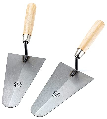 Large Pointed Triangle Stainless Steel Lime Trowel Wall Trowel Thickened Paste Tile Putty Mason's Tool with Wood Handle (2PCS)