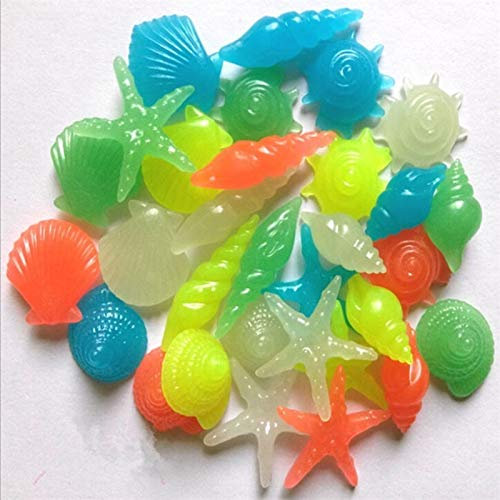 Kieselsteine Dekosteine Shell kreative leuchtende Steine ​​Ozean glühen in dunklen Garten dekor Ask Tank Dekoration kieselfelsen Aquarium 100 stücke mischen Farbe (Color : 100 Pieces Shell)