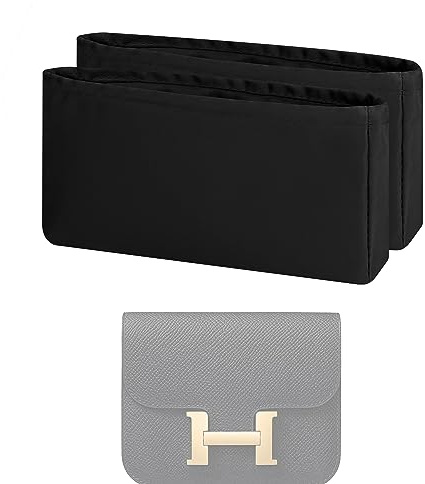 XYJG Seide Handtasche Einsatz Organisator für Hermes Neu Constacne 19 Taschen, Luxuriöser Tasche Tote Einsatz, Behalten Sie die Form der Tasche bei, 2 Stücke (Neu Constance19, Schwarz)
