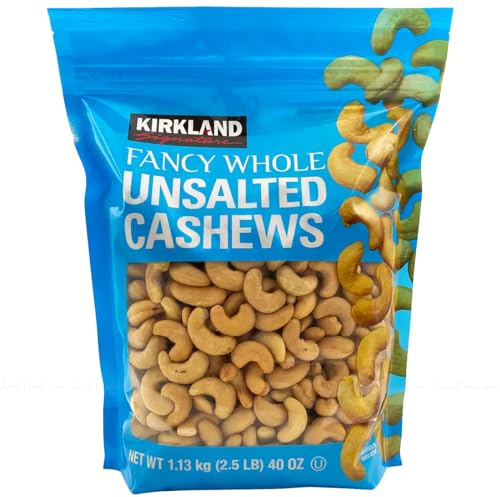 Kirkland Signature Fancy Whole Unsalted & Roasted Cashews Nuts Bag Pack 1.13kg