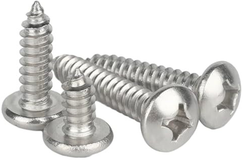 Selbstschneidende Rundkopfschrauben Edelstahl Kreuzkopfschrauben Holzschraube mit Zylinderkopf, Silber, M3x50mm,50 Stück