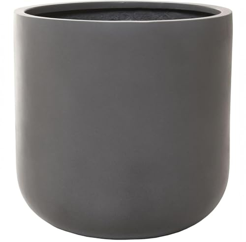 VIVANNO Blumentopf Chico Rund Fiberglas Pflanzkübel Beton-Design Grau 40 cm | Wetterfester Pflanzentopf für Außen & Innen, Frostsicherer Übertopf in Beton-Optik, Großer Blumenkübel für Balkon & Terrasse