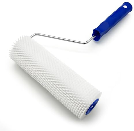 XWADJCD 9 Inch Latex Floor Self Leveling Screed Spiked Roller for Epoxy Floor, Screed Compound Roller Bubble Remove Tool (1 Roller + 1 Frame)