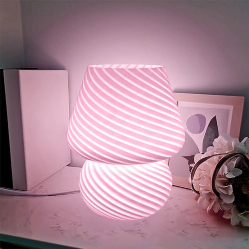 YATOSEEN Pilz Tischlampe LED Glas Schreibtischleuchte, USB 3 Farben Timing Pilz Stimmungslicht mit Fernbedienung