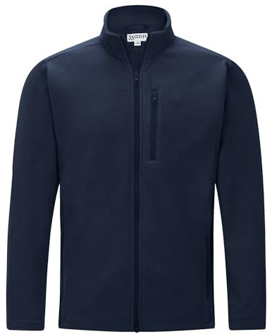 33,000ft Herren-Fleece-Jacke, leicht, warm, durchgehender Reißverschluss, lässiger Mantel, Microfleece, Pullover, Oberbekleidung, Laufjacke für Outdoor, Wandern, Reisen, marineblau, L