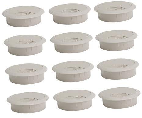 Anneome Pasacables De Escritorio 50mm Gris Blanco (10 Unidades) Para Cables Redondos Organizador De Cables Para Oficina y Hogar
