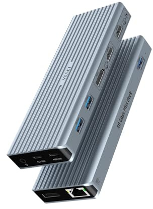 YLSCI Docking Station USB C, 11 in 1 USB C Hub, Triple Display para Ordenador portátil, 2 x 4K HDMI/DP, 3 x USB 3.1, PD 100W, Gigabit Ethernet, Audio de 3,5 mm, Compatible con portátiles Tipo C