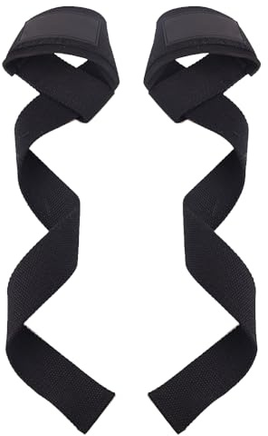 Ram® Verstellbare Gurte für Gewichtheben, rutschfest, gepolstert, Baumwolle, Handgelenkstütze mit Gel-Griffen, für Hantel- und Langhanteln, Kreuzheben, für Fitnessstudio, Bodybuilding