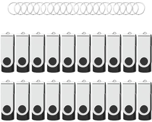 20 Stück USB Stick 32GB 2.0,WOOOLKEN Speicherstick Drehbar (Schwarz) | Kompakter Datenspeicher für PC, Laptop & TV