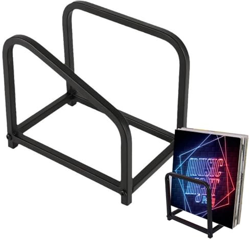 Schallplattenregal – Schallplatten-Aufbewahrung, schwarz, stilvoller Desktop-Dateisortierer, Aufzeichnungsaufbewahrung, Zeitungs- und Aktenordner, Buchalbum-Display, zum Aufbewahren und Aufbewahren