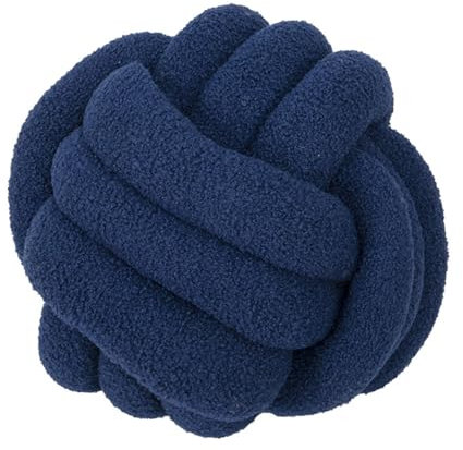 Handgefertigte Knotenkissenkugel, Weiche Wohndekor-knotenkissen, Rundes Plüsch-wurfkissen(Size:28CM/11 in,Color:Marineblau blau)