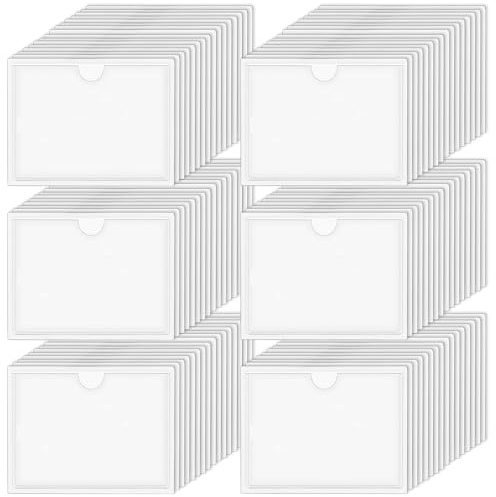 WIYETY 102 Stück Etikettenhalter Selbstklebend, 6cmx10cm Selbstklebend Visitenkarten, Visitenkartentaschen Selbstklebend, Visitenkartentaschen Kleben für Büro Schule Organisieren