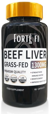 Grass-Fed Beef Liver Supplements – Packed with Vitamin A & B12, Iron, Beef Protein for Fatty Liver Detox Cleanse and Electrolytes for Carnivore Diet – Pure Freeze-Dried Desiccated Liver Tablets