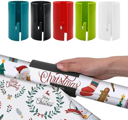 Geschenkpapier Schneider für Rollen, 5 Stück Sliding Gift Wrapping Paper Cutter, Tragbare Weihnachten Geschenkpapier Cutter, für Thanksgiving Festival Ostern Weihnachten Paket