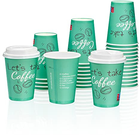 MH QUALITY Kaffeebecher To Go 300ml ohne Deckel - 200x Premium Einweg Pappbecher | Hochwertige Coffee To Go Becher - Grün