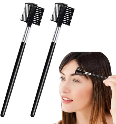 2 Teiliger 2-in-1 Wimpernbürstenkamm Augenbrauenpinsel Wimpernkamm Set Wiederverwendbarer Dual Bürsten Wimpernapplikator Trennwerkzeug Make-up Zubehör für Die Wimpernverlängerung für Frauen(Schwarz)