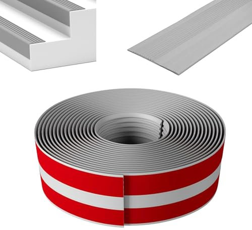 Profilo angolare in PVC in plastica, autoadesivo, protezione per gli angoli, listello angolare, protezione per i bordi delle scale (grigio, 50 mm x 25 mm x 2 m)