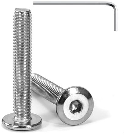 Tunejoy Vis à Tête Plate M5 x 30 mm Vis à Six Pans Creux en Acier Inoxydable A2 V2A Boulons de Meubles Hexagonale avec Clé Allen Filetage Complet 20 Pièces