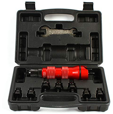 Accesorio para tuercas remachadoras, adaptador para pistola remachadora eléctrica para taladro, kit de herramientas para remachadoras Milwaukee con estuche de transporte, mandriles M3-M10 y llave, h