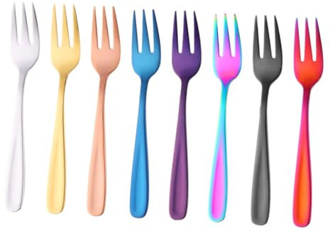 Ciieeo Ensemble De 8 Fourchettes À Dessert En Acier Inoxydable Pour Gâteaux Aux Fruits Salades Pour Fêtes Maison Restaurant