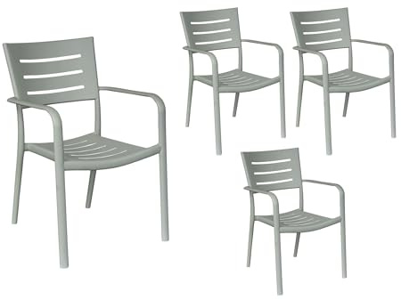 LC Garden Vesta Stapelstuhl 52,5x53x79cm Gartenstuhl Terassenstuhl Bistrostuhl (Grün, 4er Set)
