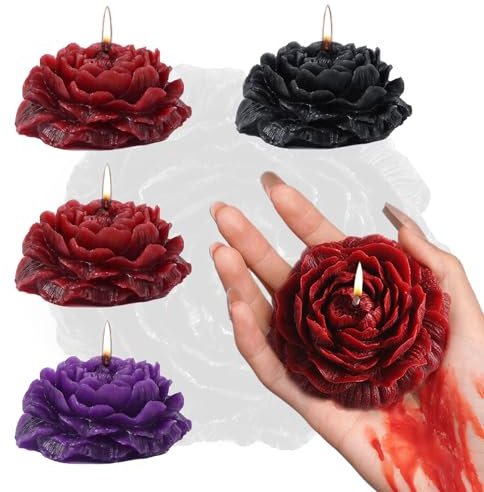 WEILAOK Dripping Candles, Rose Candle, Sex Candles for Wax Play, Massage Candle, Hand Made Soy Wax Smokeless Cotton Core, Red Purple and Black, etc, 4 pcs