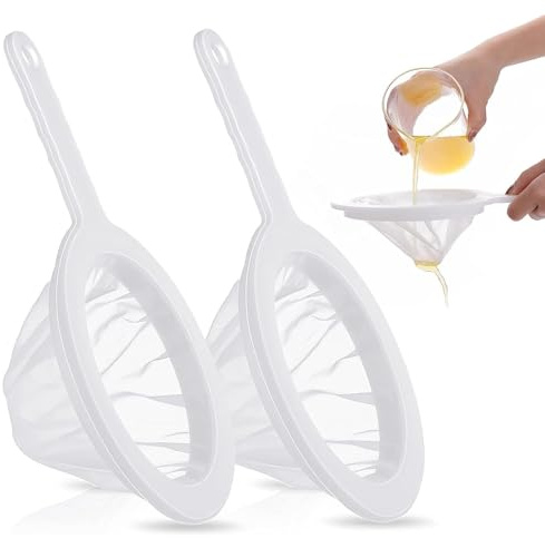 2 PCS Fine Mesh Sieves and Strainers Set, Small Sieves for Cooking, Ideal for Filtering Soy Milk Juice Coffee Rice Milk Perfect for Kitchen Restaurant Cafe Bakery Use